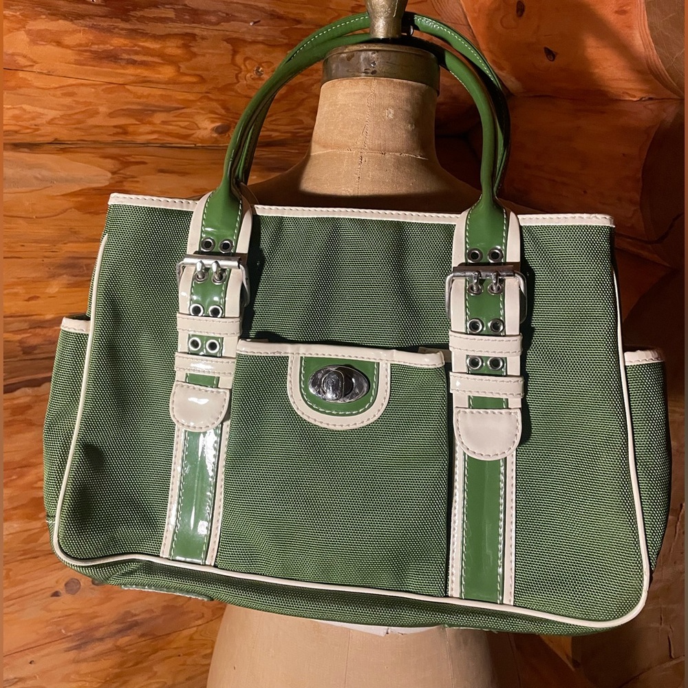 Green and White Women's Handbag